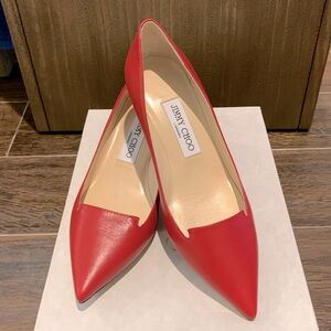 Jimmy Choo “LIKE NEW” Authentic WMN Allure Red Leather Heels Size 6.5 with Box